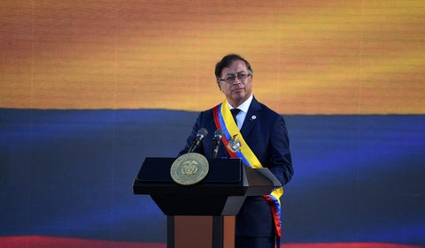 Gustavo Petro en su posesión como presidente