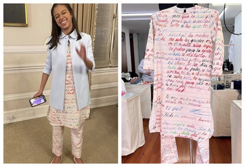 Carta de amor, vestido de Antonella Petro