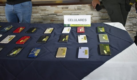 Celulares incautados en Bogotá