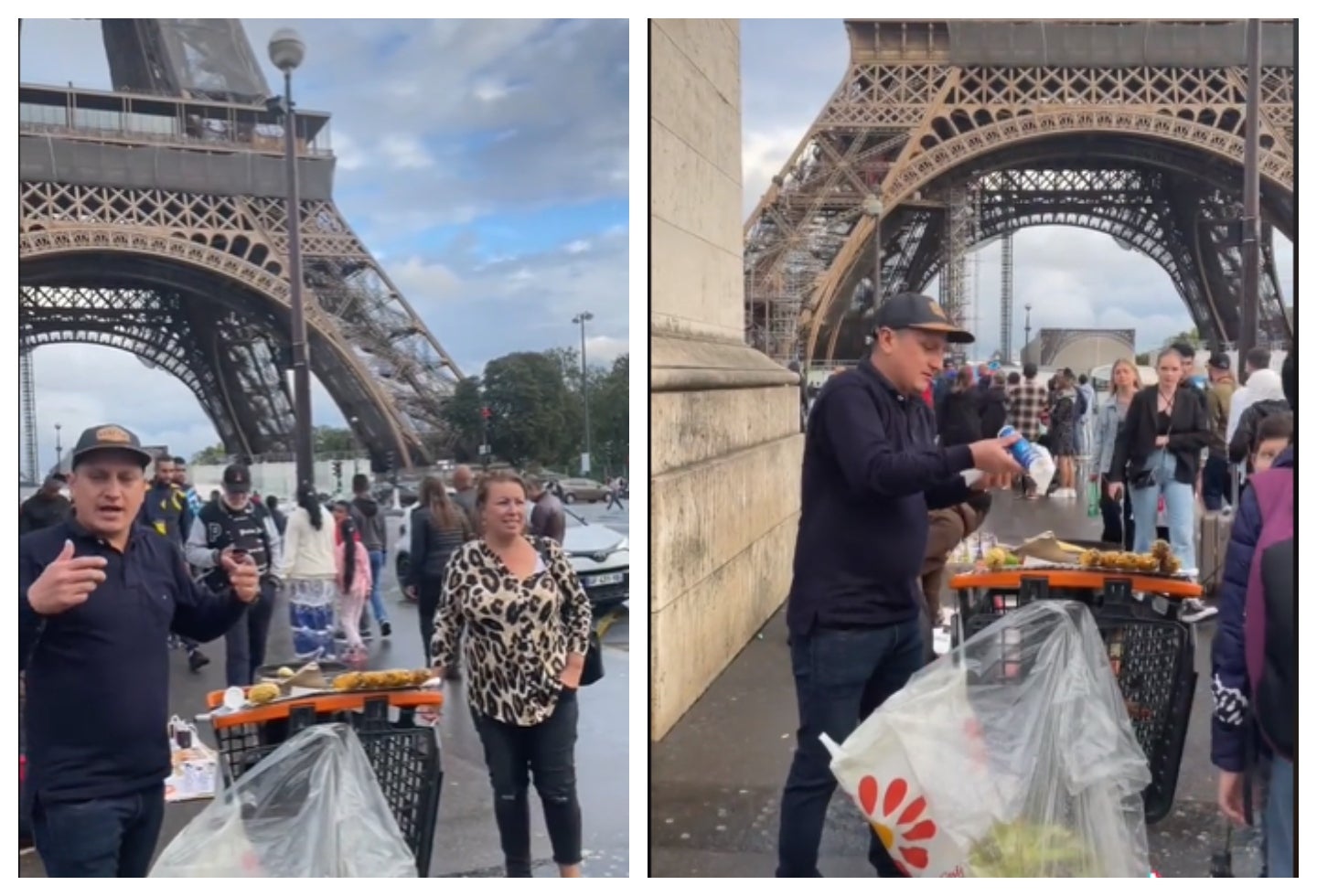 Colombiano vendiendo en la torre Eiffel