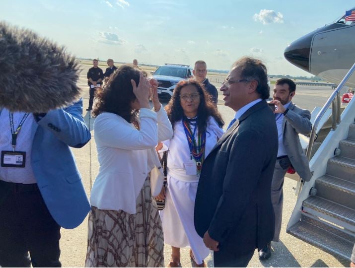 Presidente Gustavo Petro en su llegada a Estados Unidos.