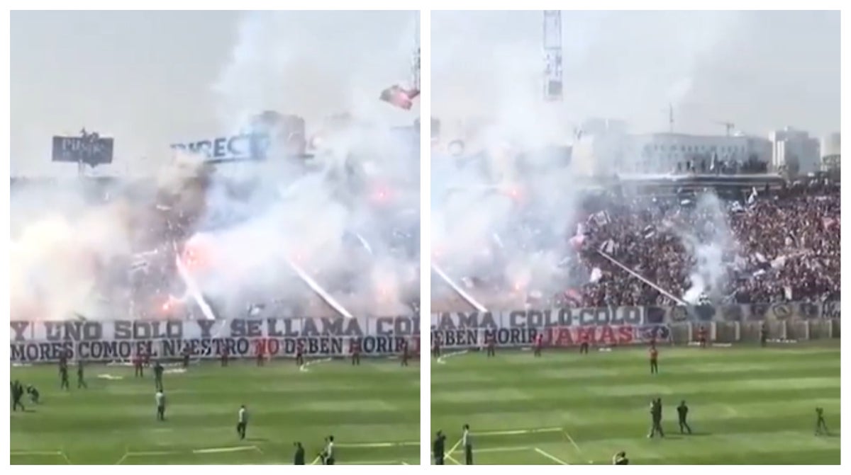 Video: colapso del techo de una tribuna en el estadio Monumental de Chile