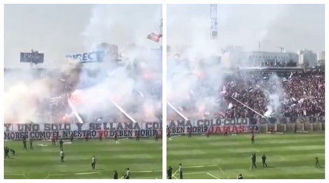 Video: colapso del techo de una tribuna en el estadio Monumental de Chile