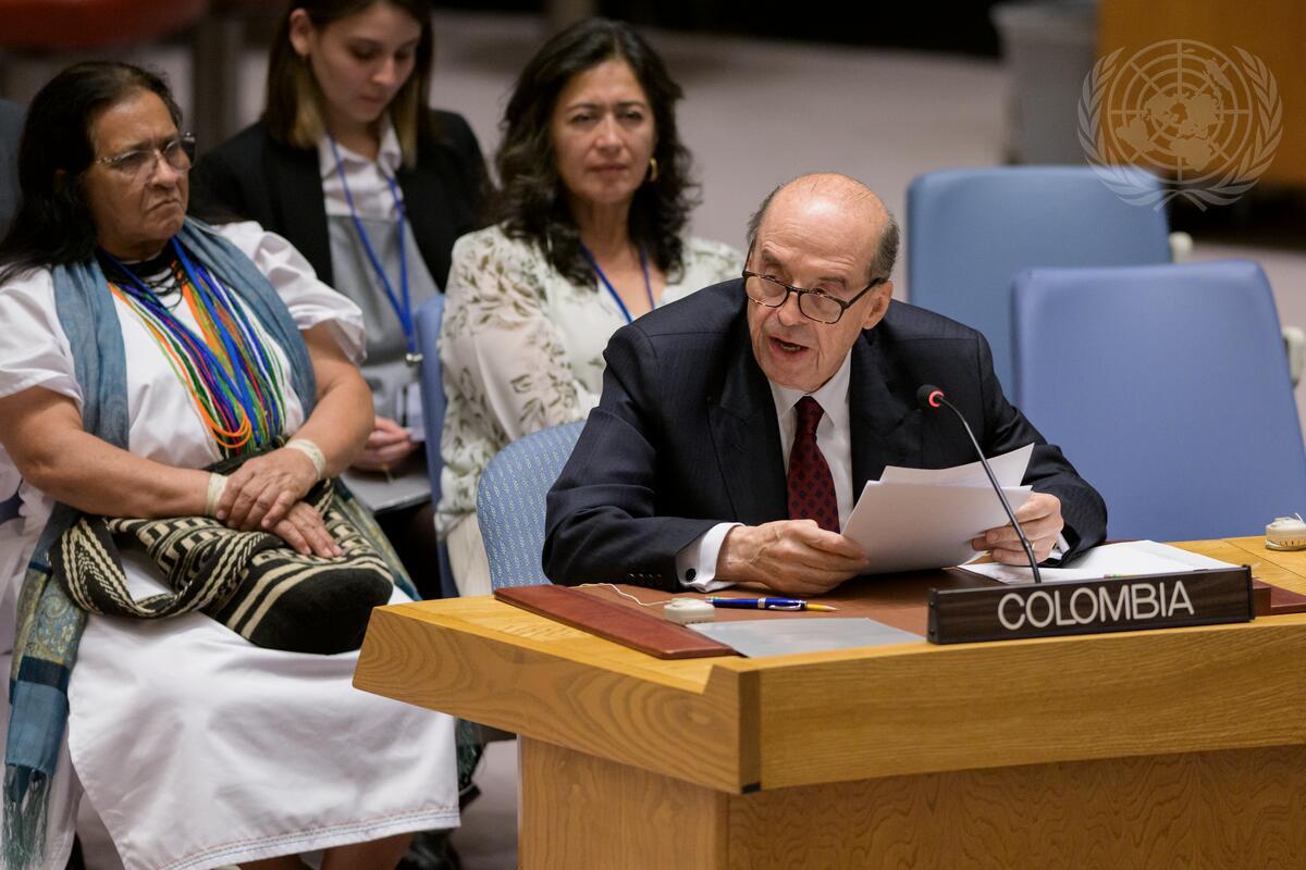 Canciller Álvaro Leyva en el Consejo de Seguridad de Naciones Unidas.