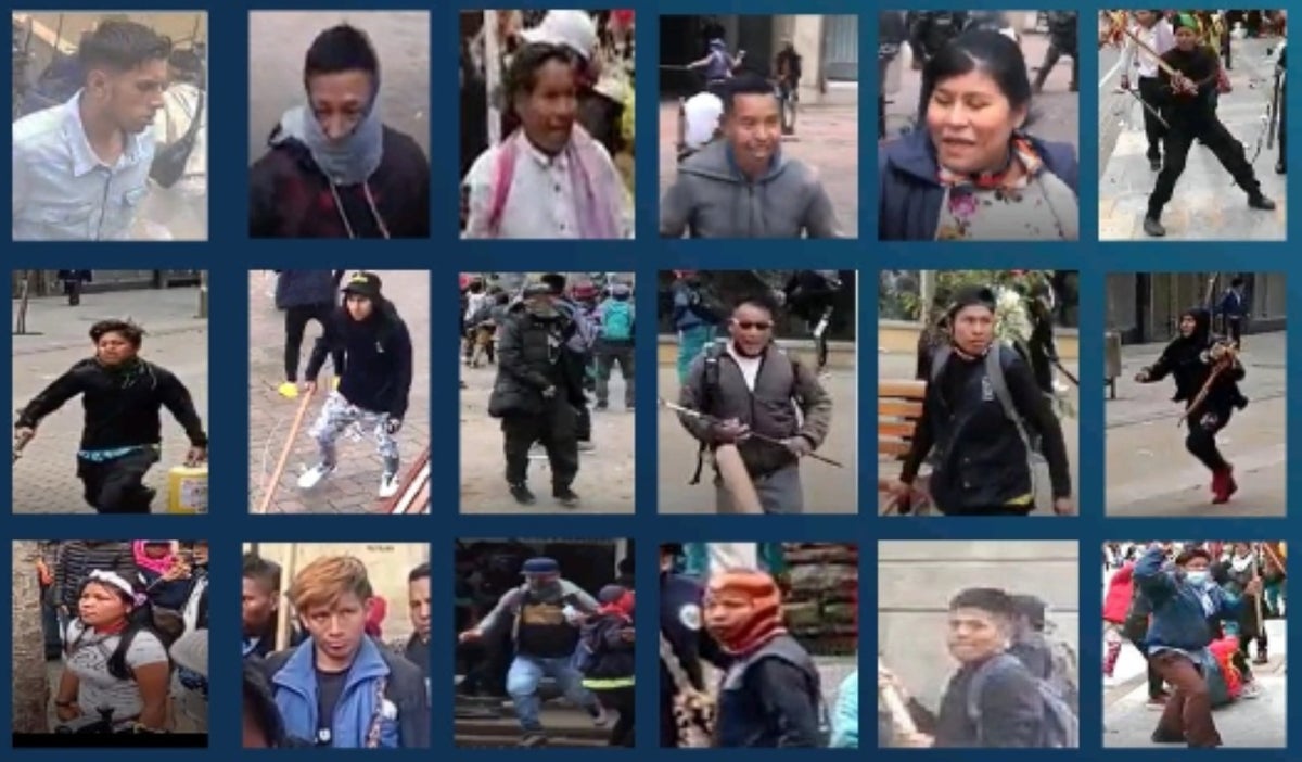 Cartel de los más buscados por agresiones a policías en protestas en Bogotá