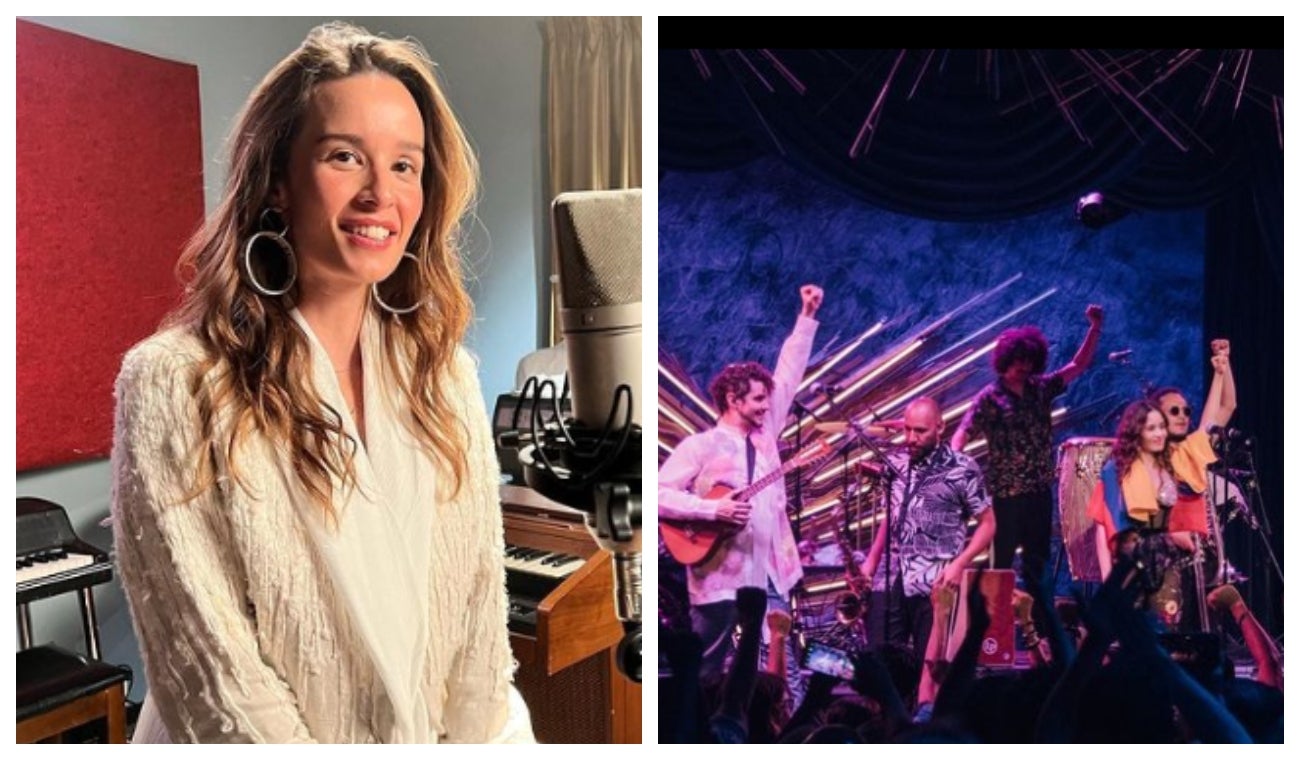Catalina García en concierto con su banda de Monsieur Periné