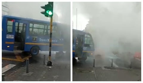 Encapuchados incendiaron bus del SITP cerca a la U. Pedagógica