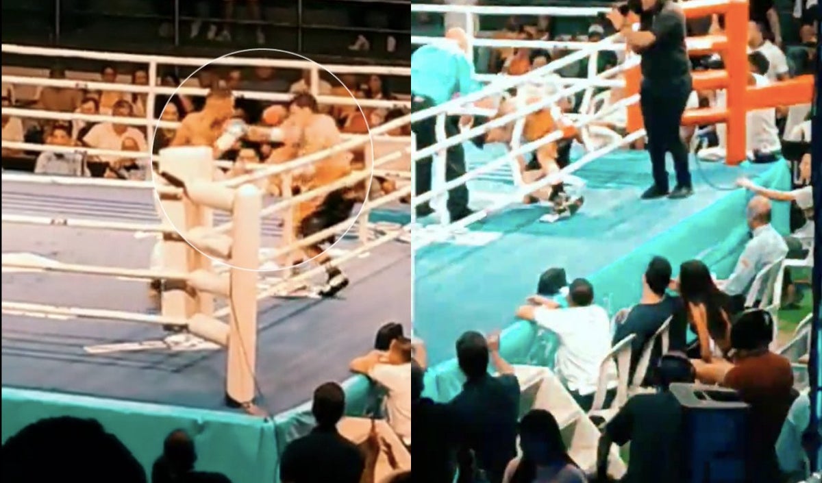 Momento en el que Luis Quiñones cae noqueado a la lona