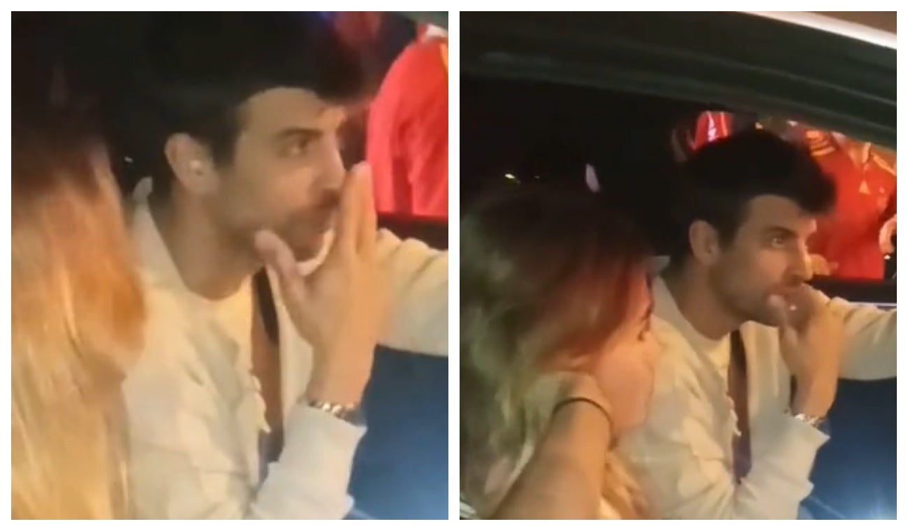 Piqué y Clara Chía hablando en un carro