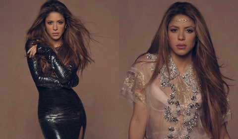 Cantante colombiana Shakira con vestidos diferentes