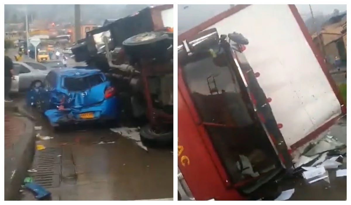 Accidente de camión con carro en Bogotá