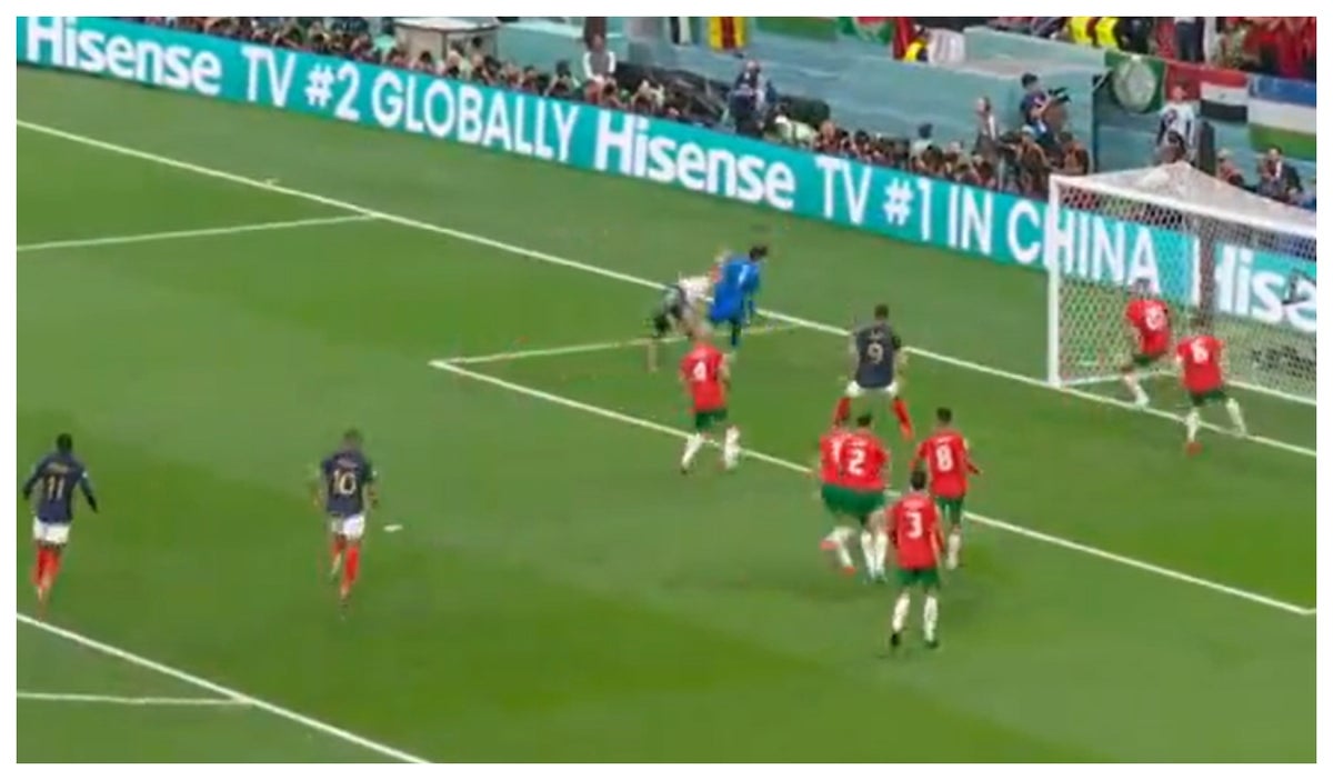 Gol de Francia ante Marruecos en Qatar