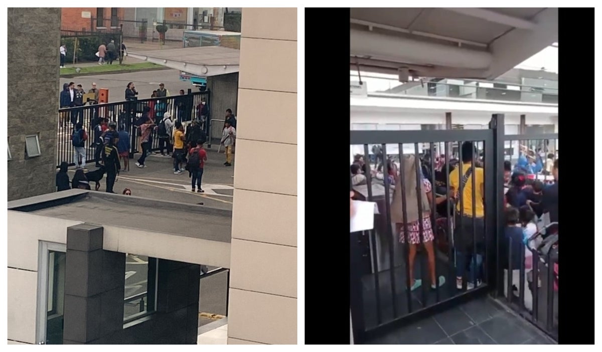 Indígenas en medio de manifestación en Bogotá