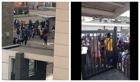 Indígenas en medio de manifestación en Bogotá