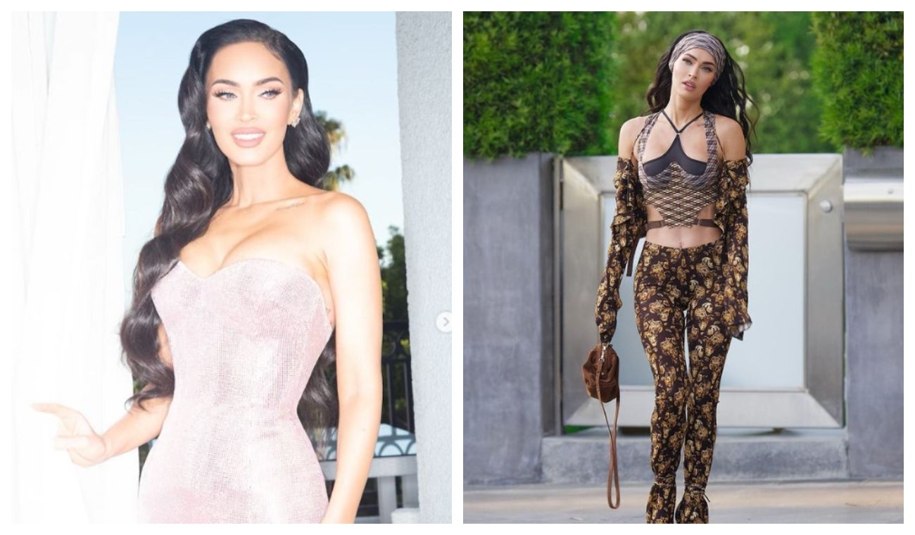 Megan Fox caminando y luciendo sus vestidos