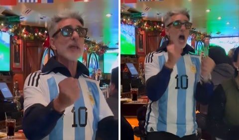 Miguel Varoni celebrando el gol de Argentina