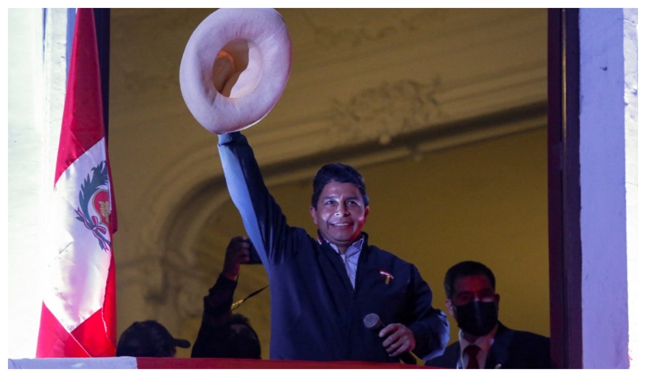 Pedro Castillo cuando era presidente de Perú