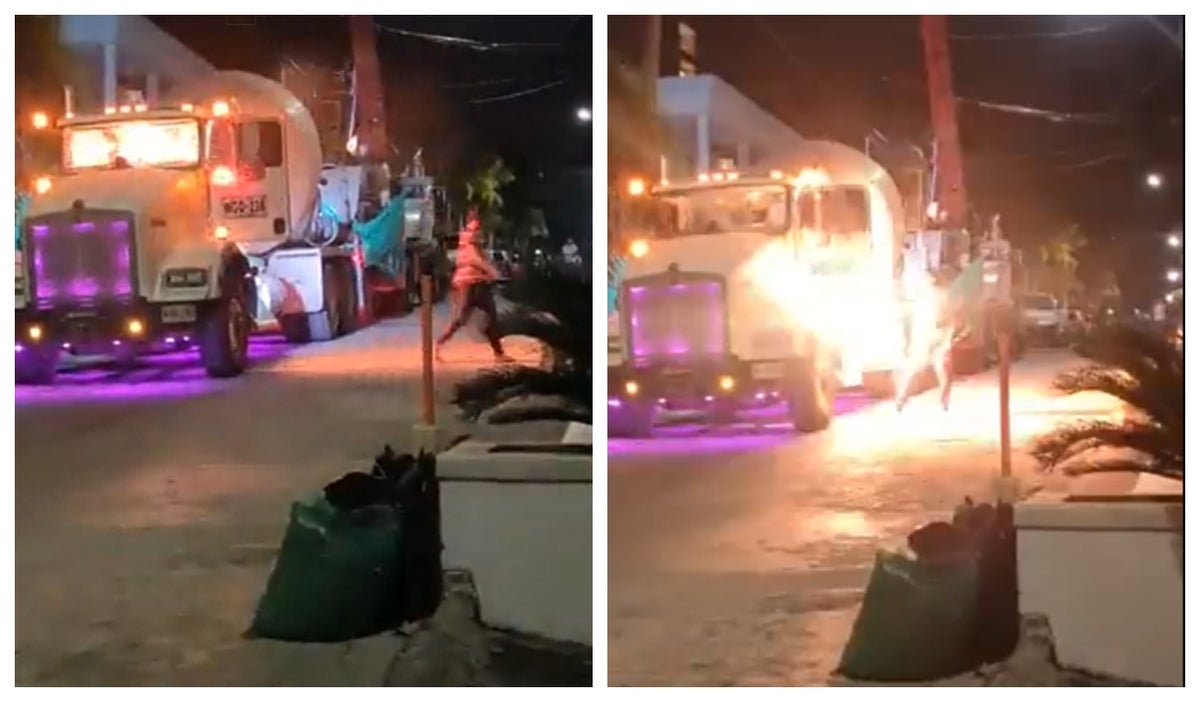Video: Hombre prendió fuego a un camión de cemento por el ruido