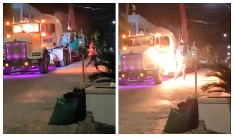 Video: Hombre prendió fuego a un camión de cemento por el ruido