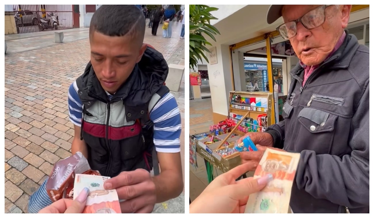 Valentina Gómez le dio dinero a vendedores ambulantes