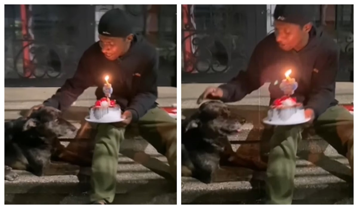 Video: Habitante de calle festejó el cumpleaños de su perrito