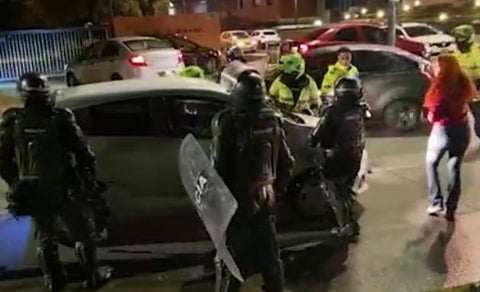 Policías atropellados en Bogotá