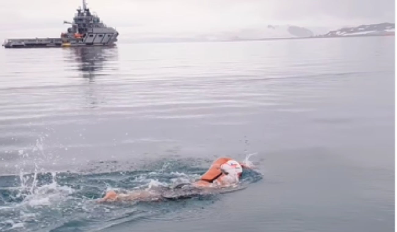 Chilena rompe récord mundial nadando en Antártica