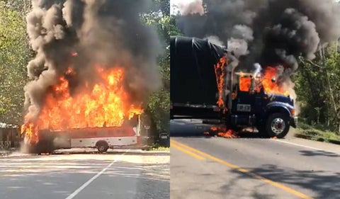 Queman seis vehículos en las vías de Antioquia