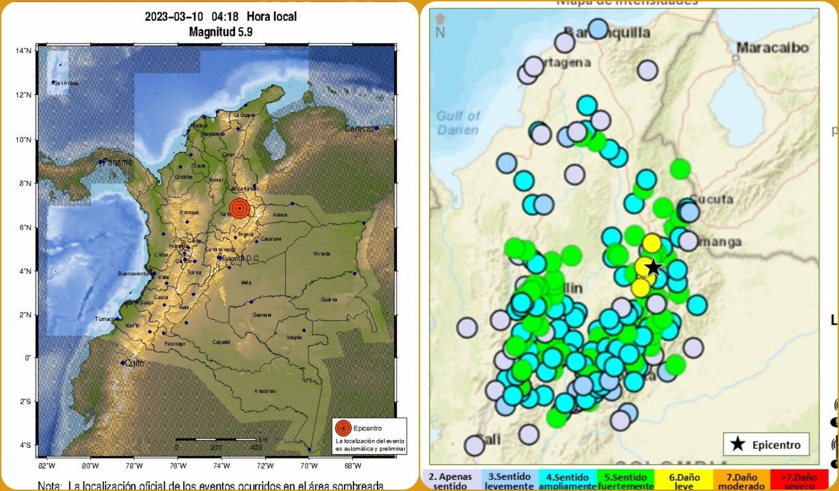Temblor en Colombia 10 de marzo de 2023