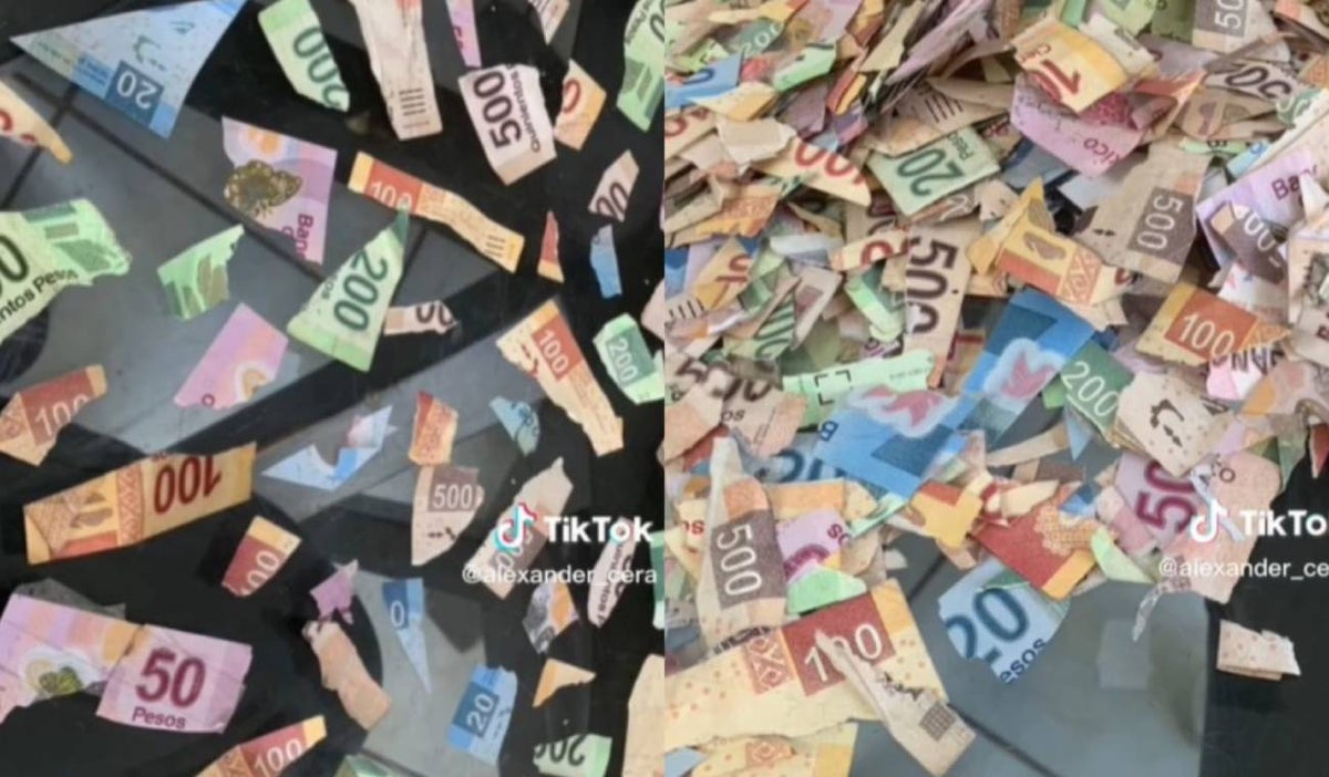 Billetes mexicanos cortados