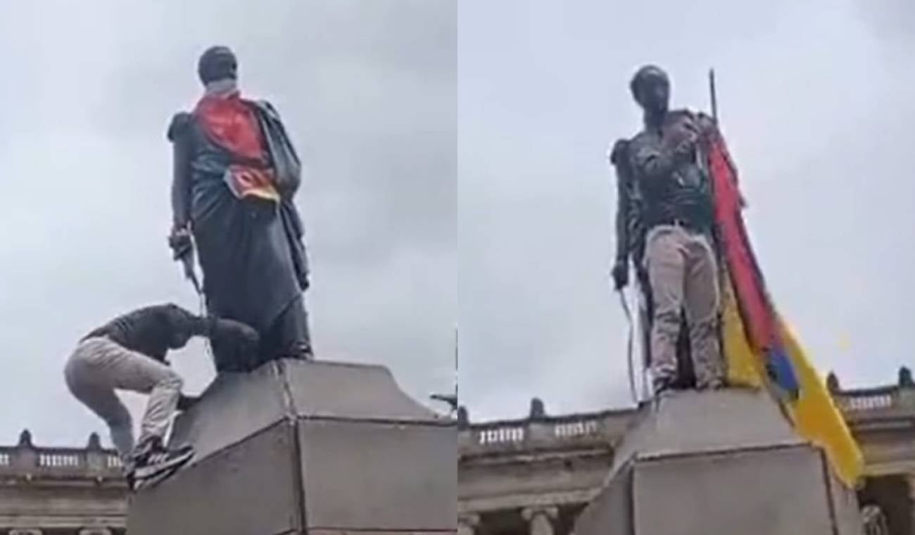 Reservista del Ejército baja las banderas de la guerrilla y Guardia Indígena