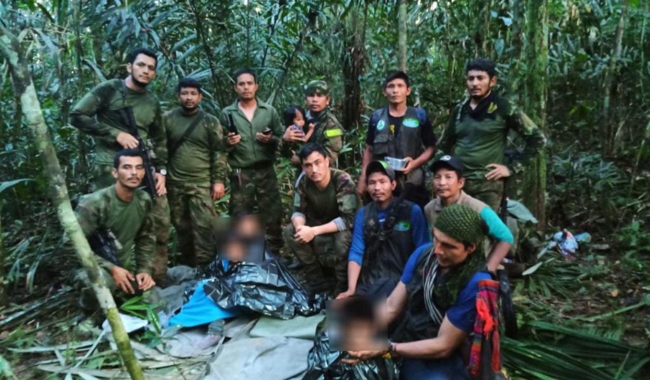 Niños rescatados en la selva