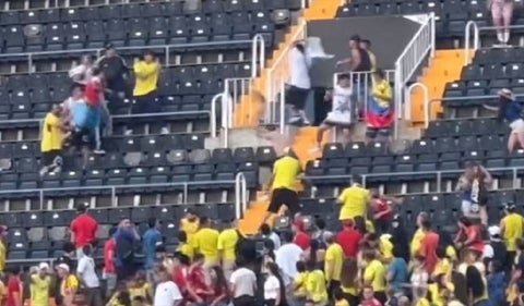 Pelea de hinchas colombianos