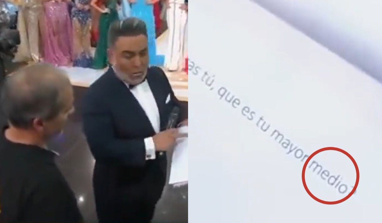 Presentador de Miss Perú despide al productor del programa por escribir "medio" en lugar de "miedo"