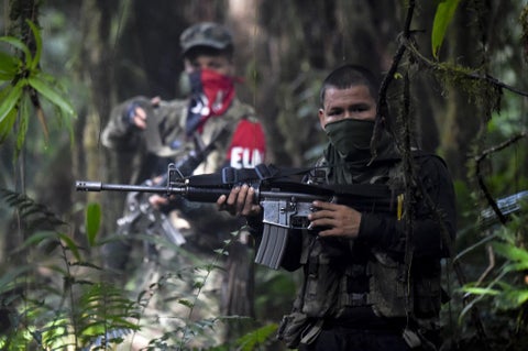 Miembros de la guerrilla del ELN en la selva del Chocó.