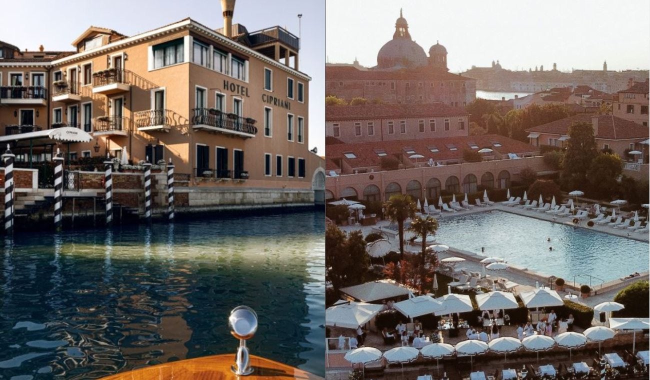 Fachada y piscina del Belmond Hotel Cipriani en Venecia, Italia.