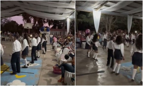 Baile ancestral que hicieron niños que terminaron primaria