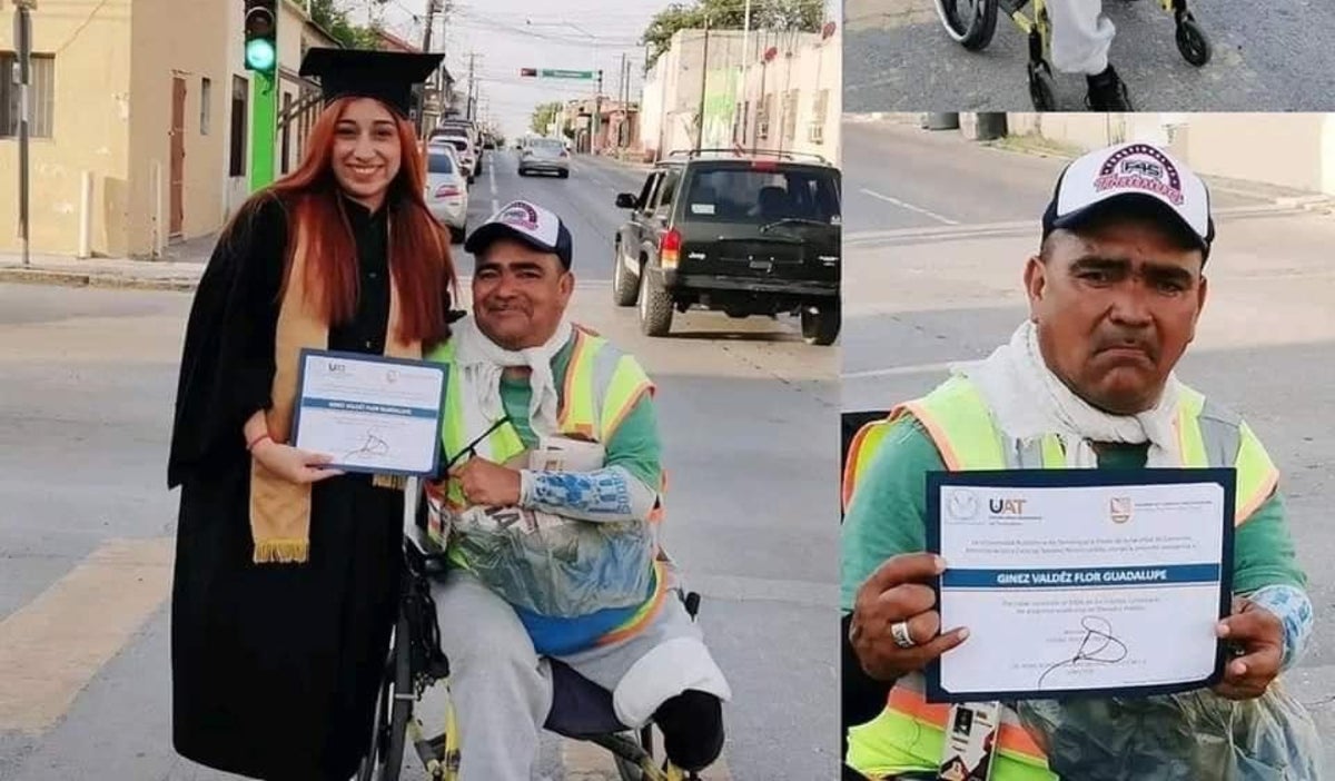 Joven dedica su diploma a su papá
