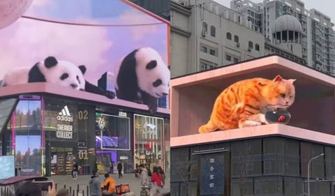 Pandas y gatos gigantes causan impacto en las calles de Tokio