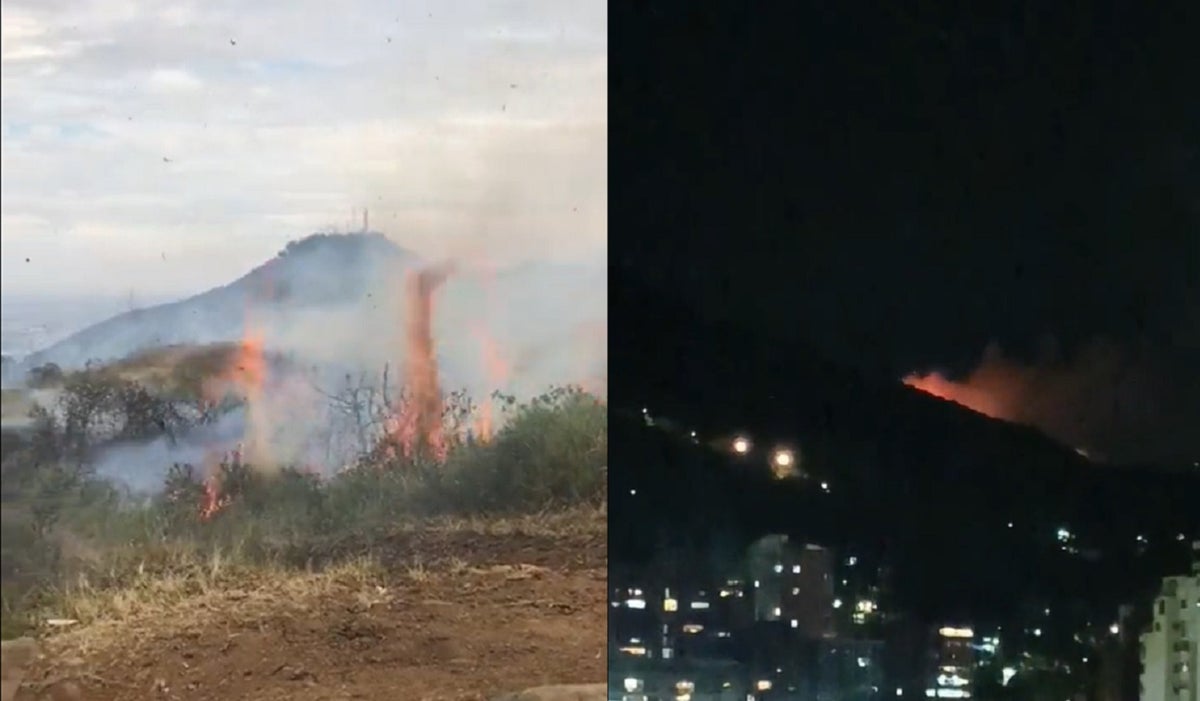 Incendio en el cerro de las Tres Cruces, en Cali