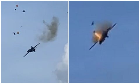 [Video] Jet se estrella en espectáculo aéreo: piloto se salvó de milagro