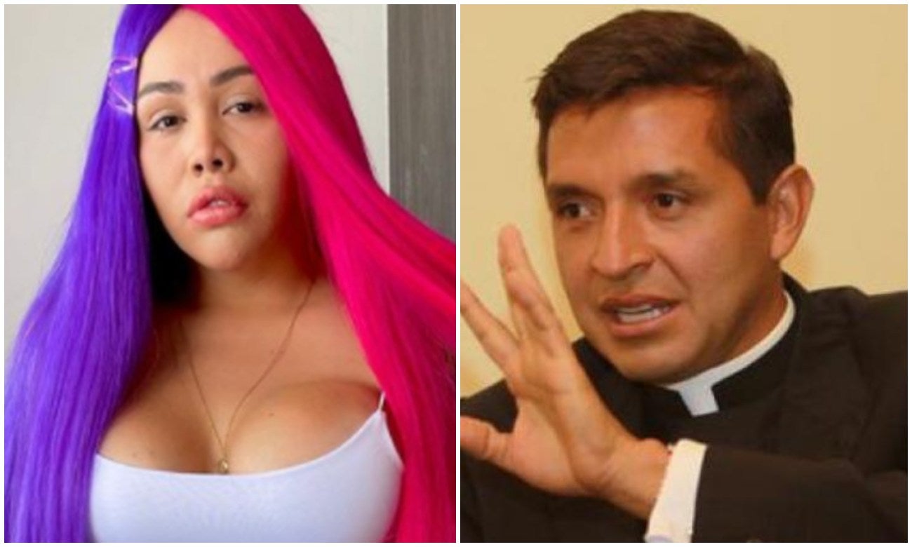 Yina Calderón y el padre Chucho