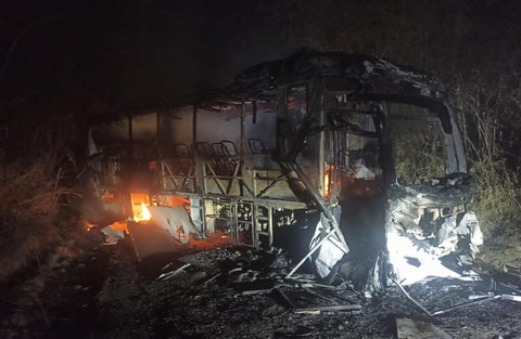 Bus quemado en el Huila.