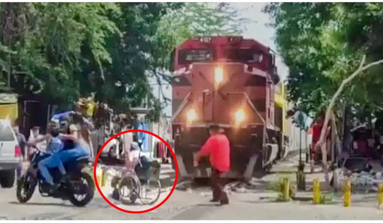 hombre en silla de ruedas se salvó de ser arrollado por un tren
