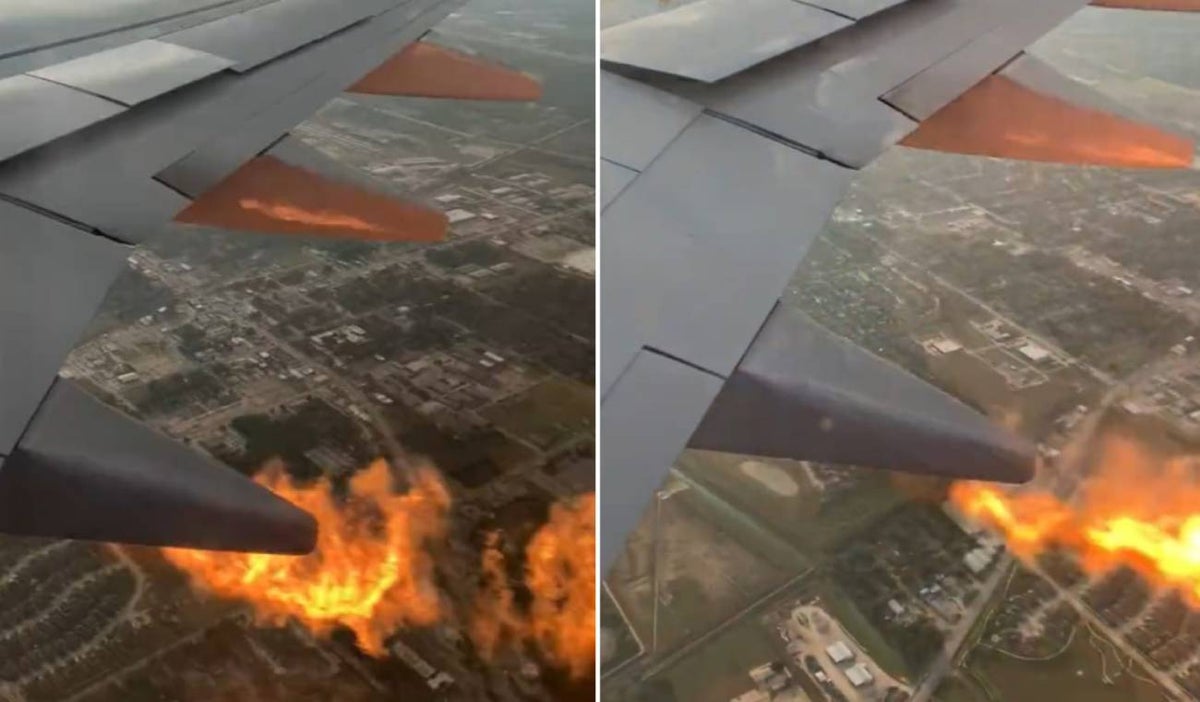 Motor de un avión que se incendió en pleno vuelo