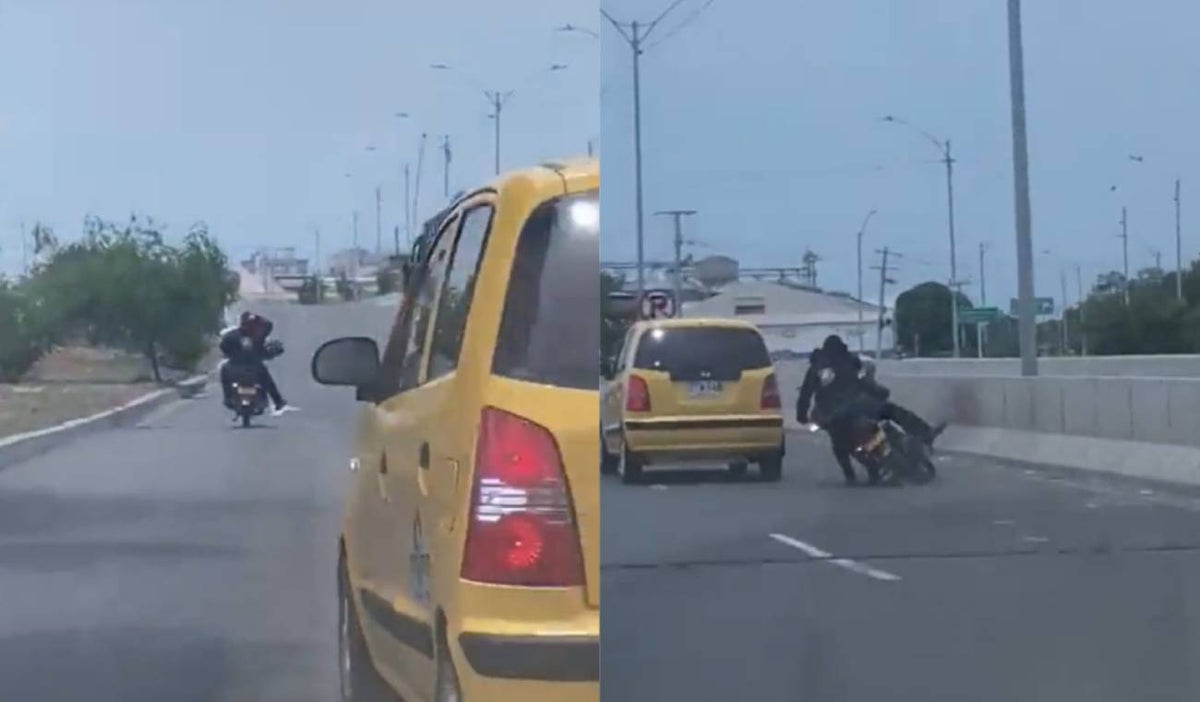 Taxista persigue a ladrones en moto y los embistió