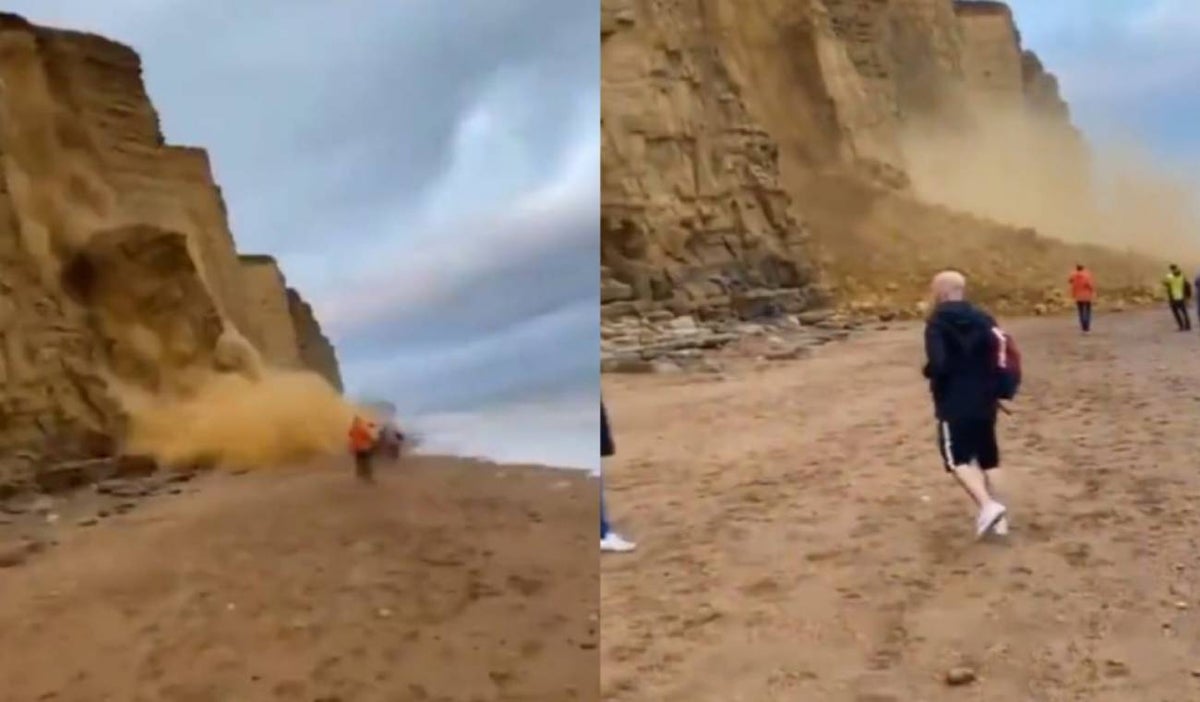 Turistas se salvan de ser aplastados por el derrumbe de un acantilado