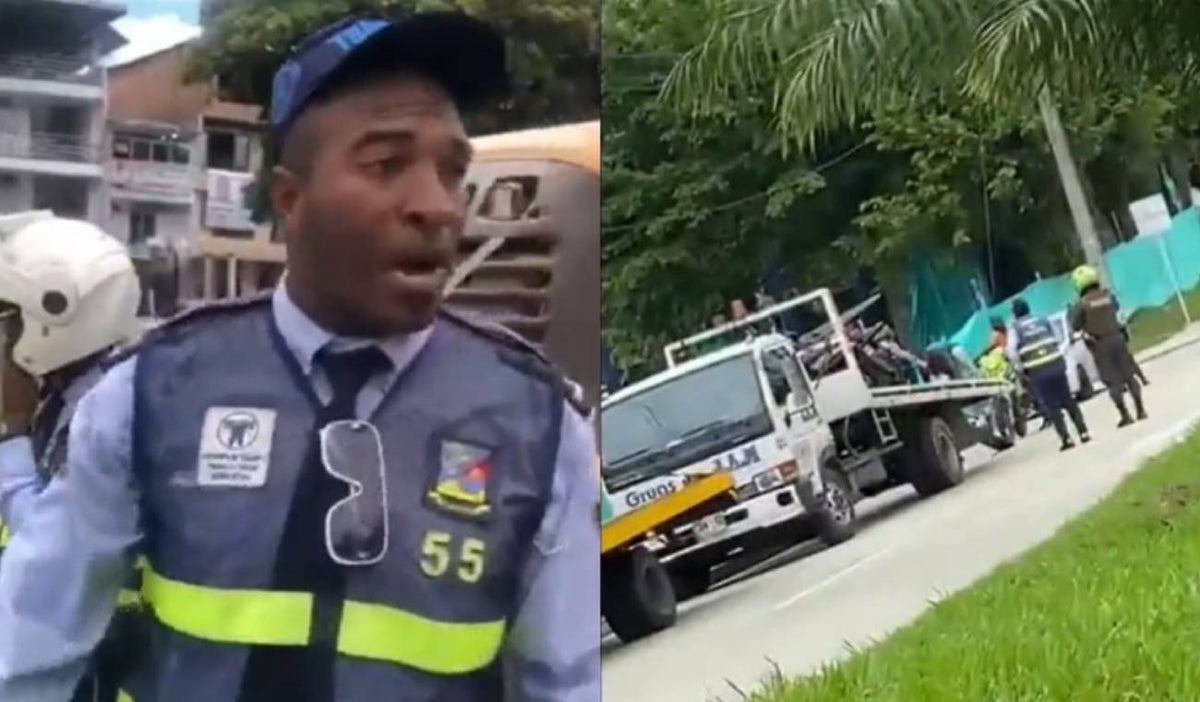 Agente de tránsito inmoviliza moto de uniformado