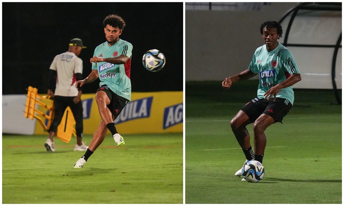 Luis Díaz y Juan Fernando Cuadrado - entrenamiento Colombia