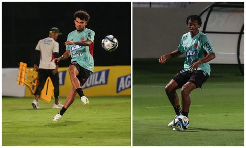 Luis Díaz y Juan Fernando Cuadrado - entrenamiento Colombia